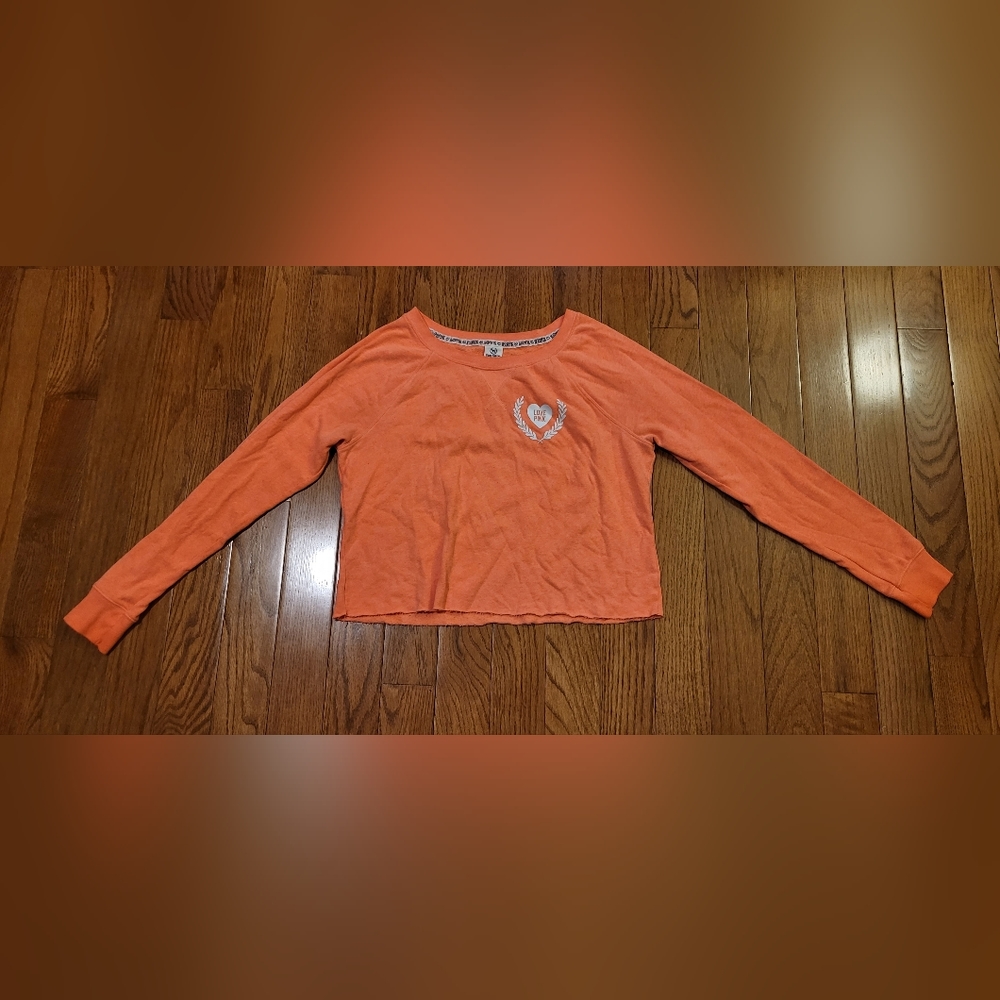 Orange love pink long-sleeve shirt, sized large